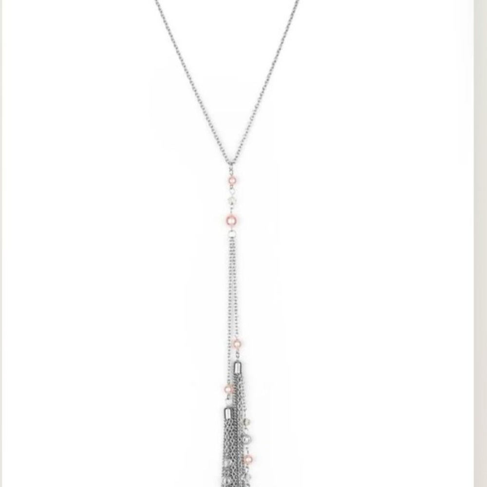 Paparazzi Silver and Pink Tassel Necklace Timeless Tassels Long Fashion Jewelry